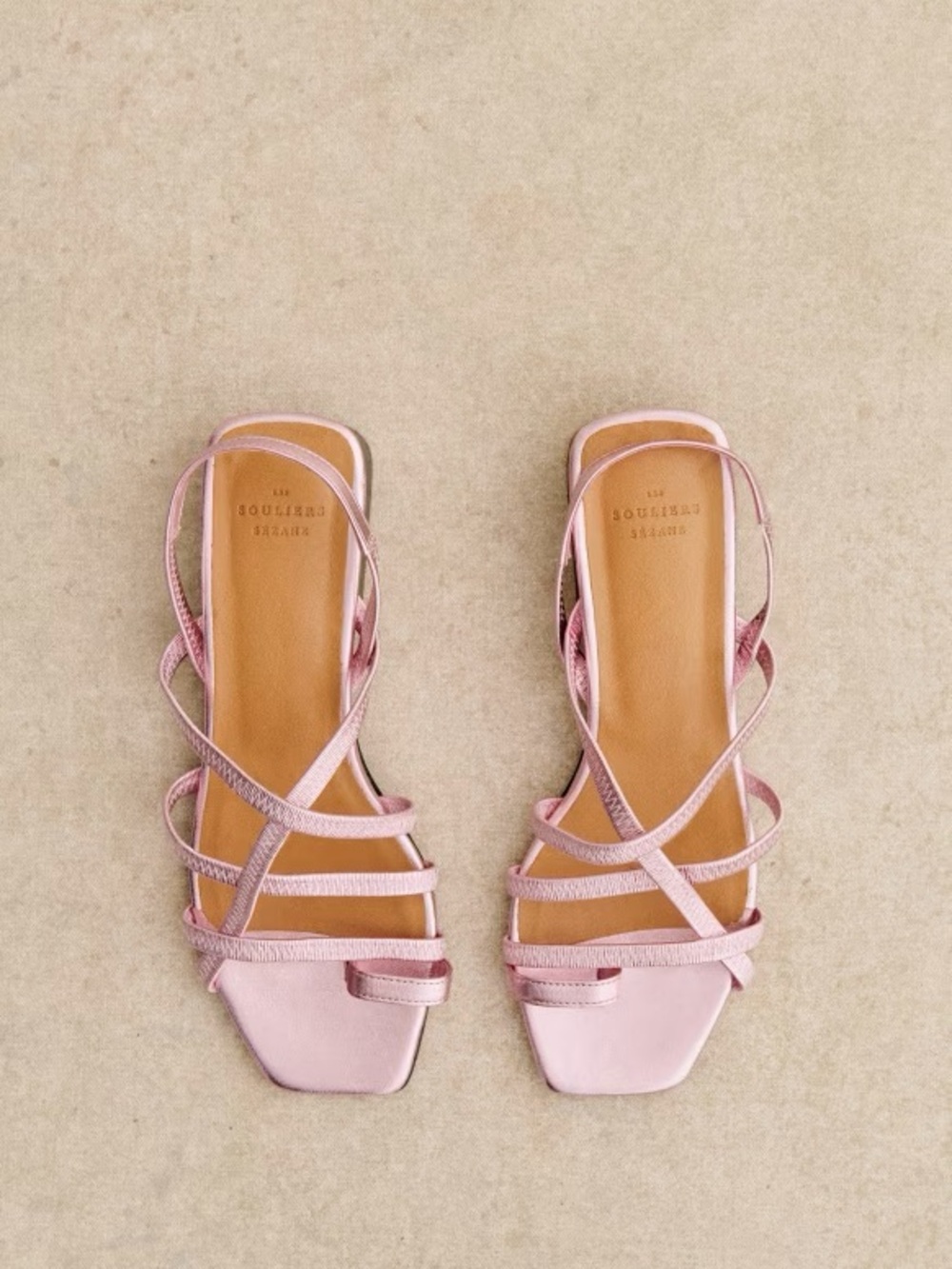 Sezane Hillary Low Sandals Metallic Pink Size 39 US 8